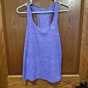 Under Armour HeatGear Purple Heathered Racerback Tank Top Women's Small
